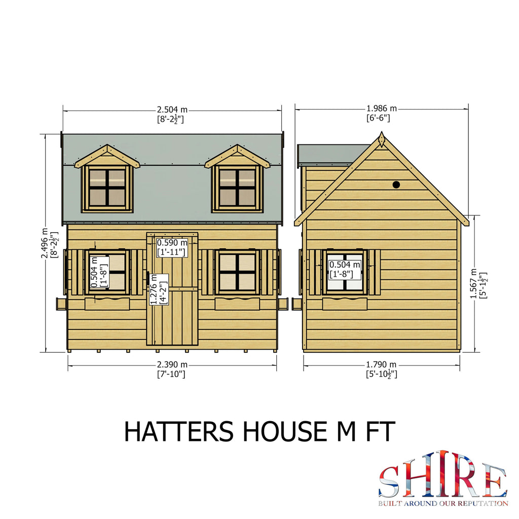 Shire Hatter’s House 8x6ft Wooden Playhouse – Kids Garden Outdoor Playhouse