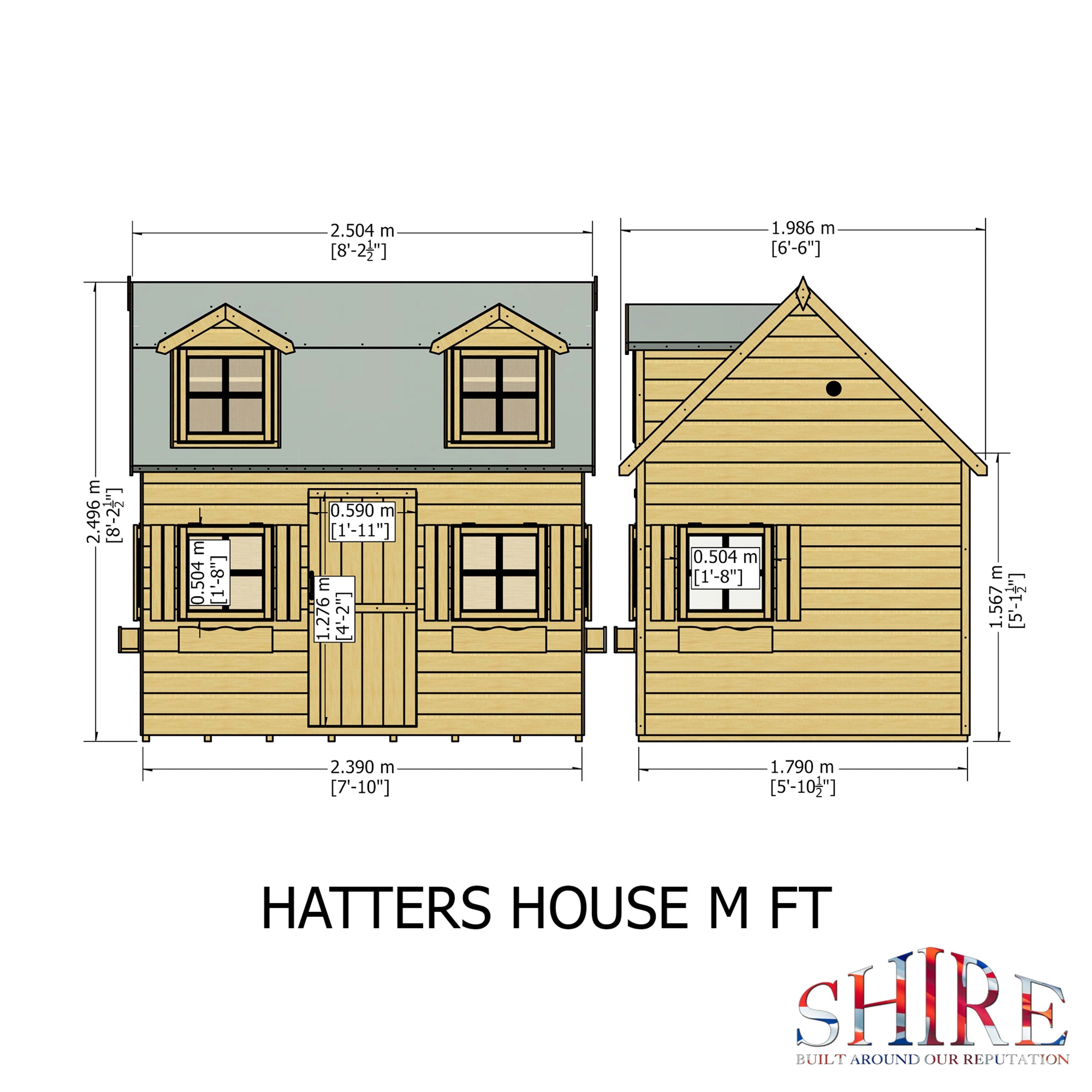 Shire Hatter’s House 8x6ft Wooden Playhouse – Kids Garden Outdoor Playhouse