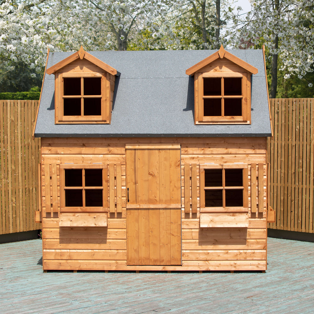 Shire Hatter’s House 8x6ft Wooden Playhouse – Kids Garden Outdoor Playhouse