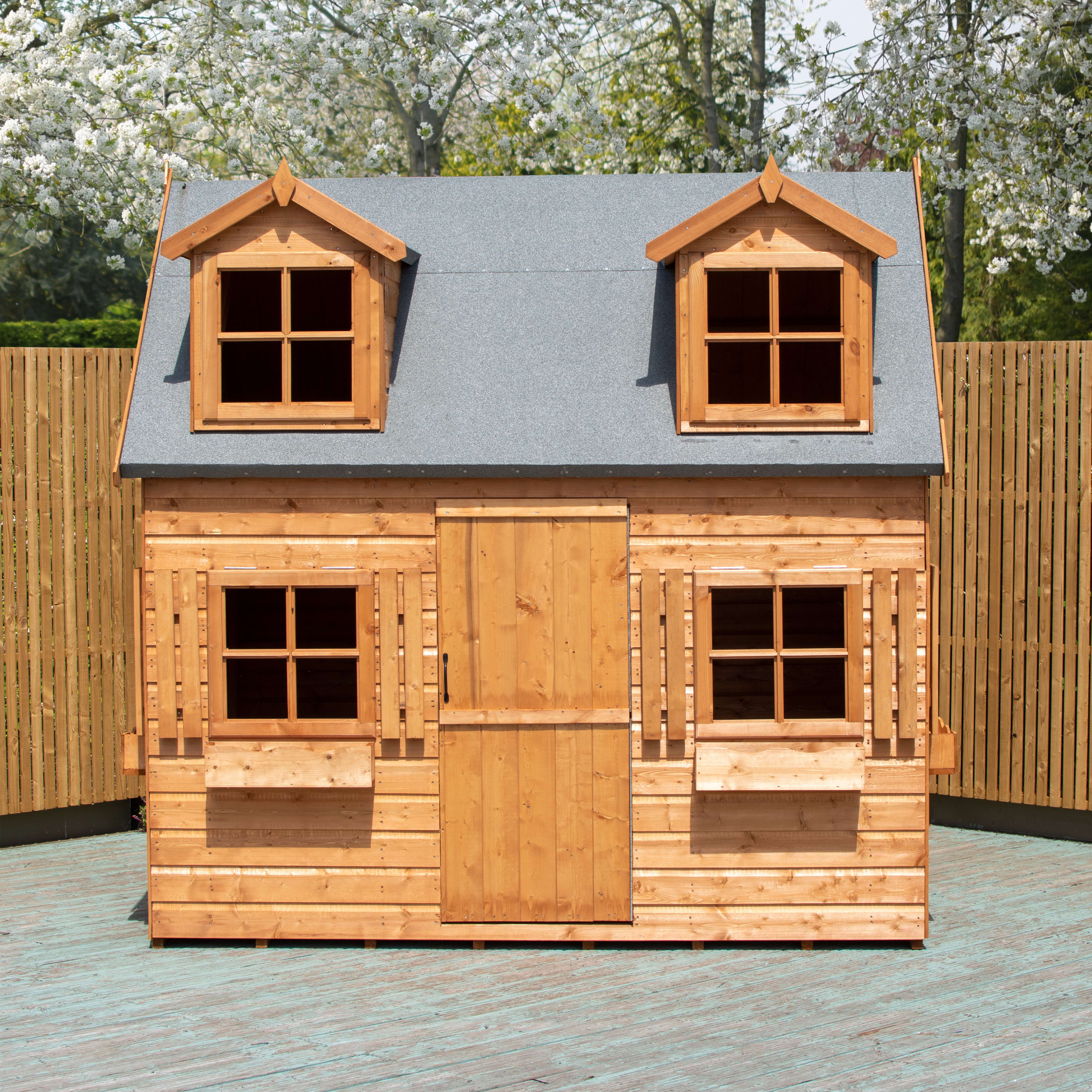 Shire Hatter’s House 8x6ft Wooden Playhouse – Kids Garden Outdoor Playhouse