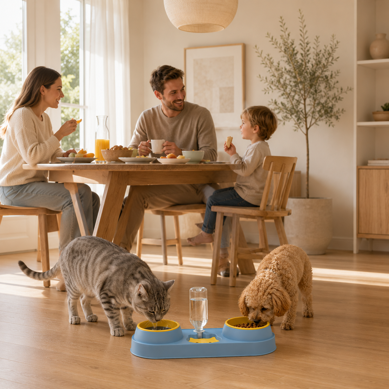 Automatic Pet Feeding & Water Bowl Set