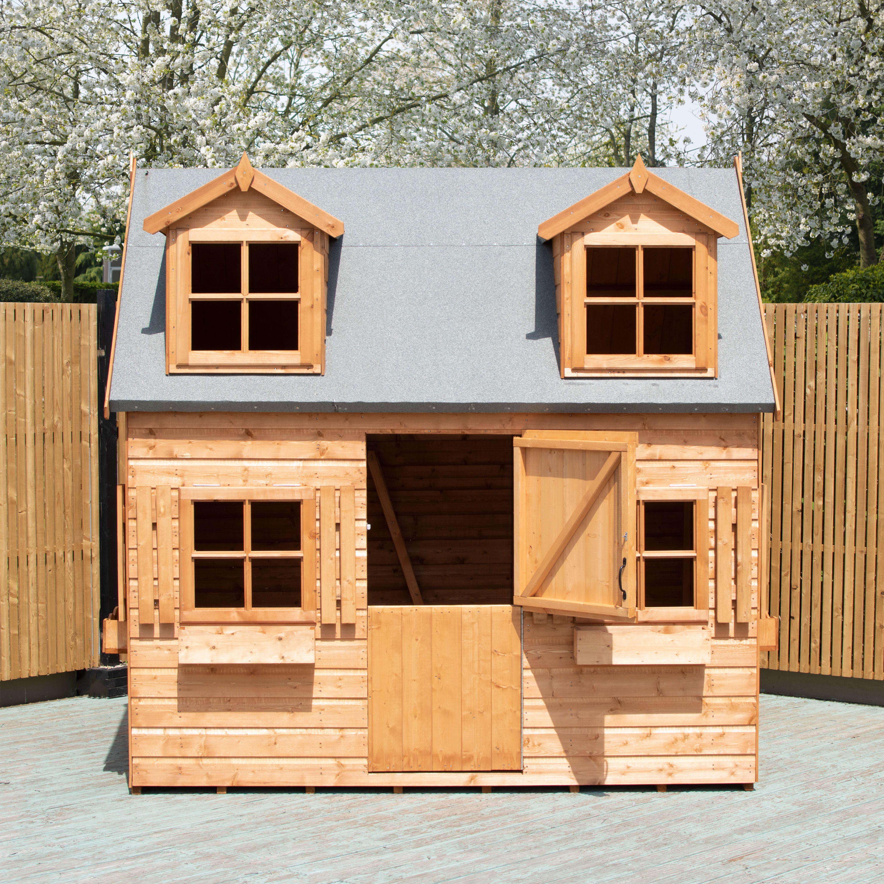 Shire Hatter’s House 8x6ft Wooden Playhouse – Kids Garden Outdoor Playhouse