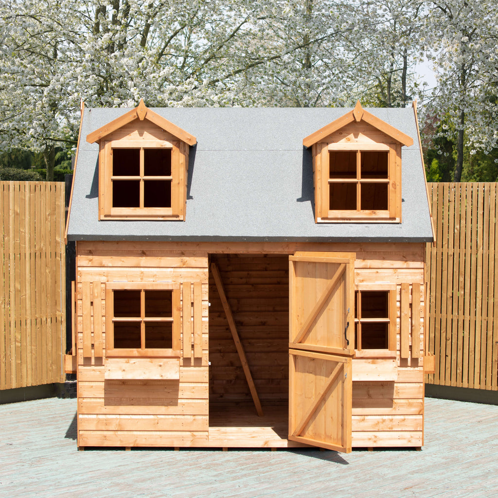 Shire Hatter’s House 8x6ft Wooden Playhouse – Kids Garden Outdoor Playhouse