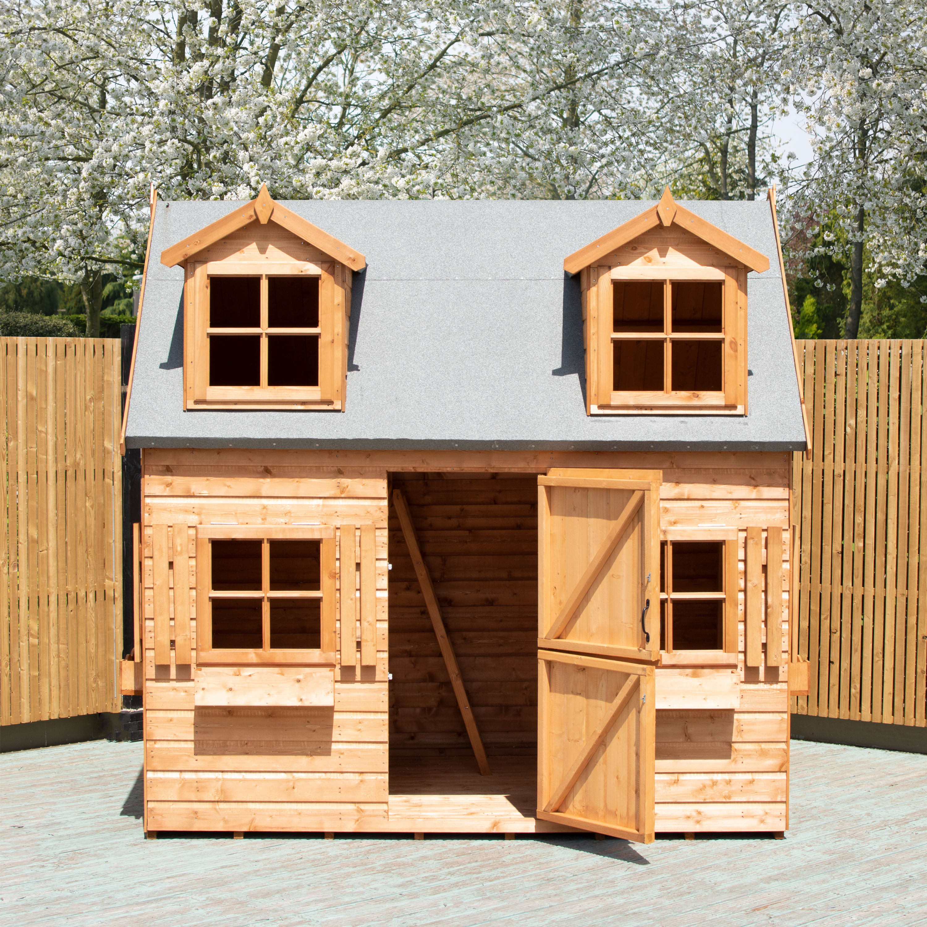 Shire Hatter’s House 8x6ft Wooden Playhouse – Kids Garden Outdoor Playhouse