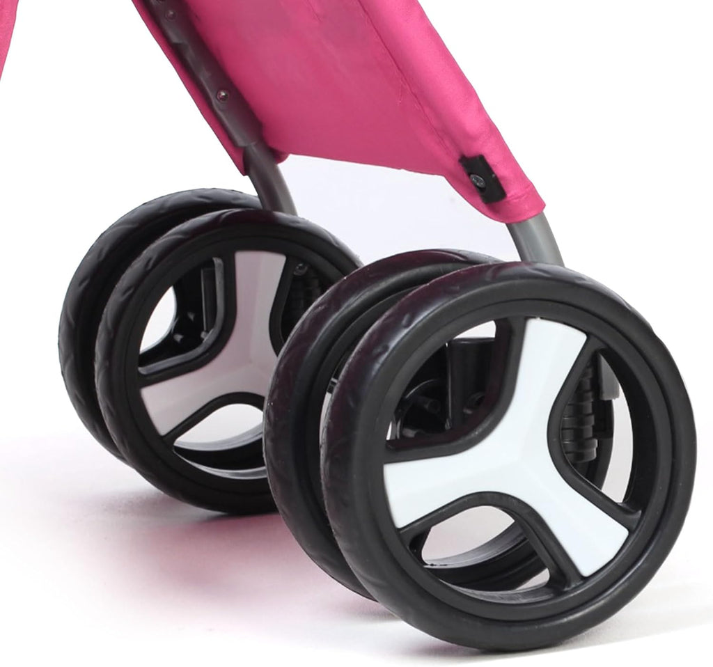 Foldable Pet Stroller with Rain Cover – Compact Pram for Small & Medium Dogs & Cats, Cup Holder & Storage Basket (Pink)