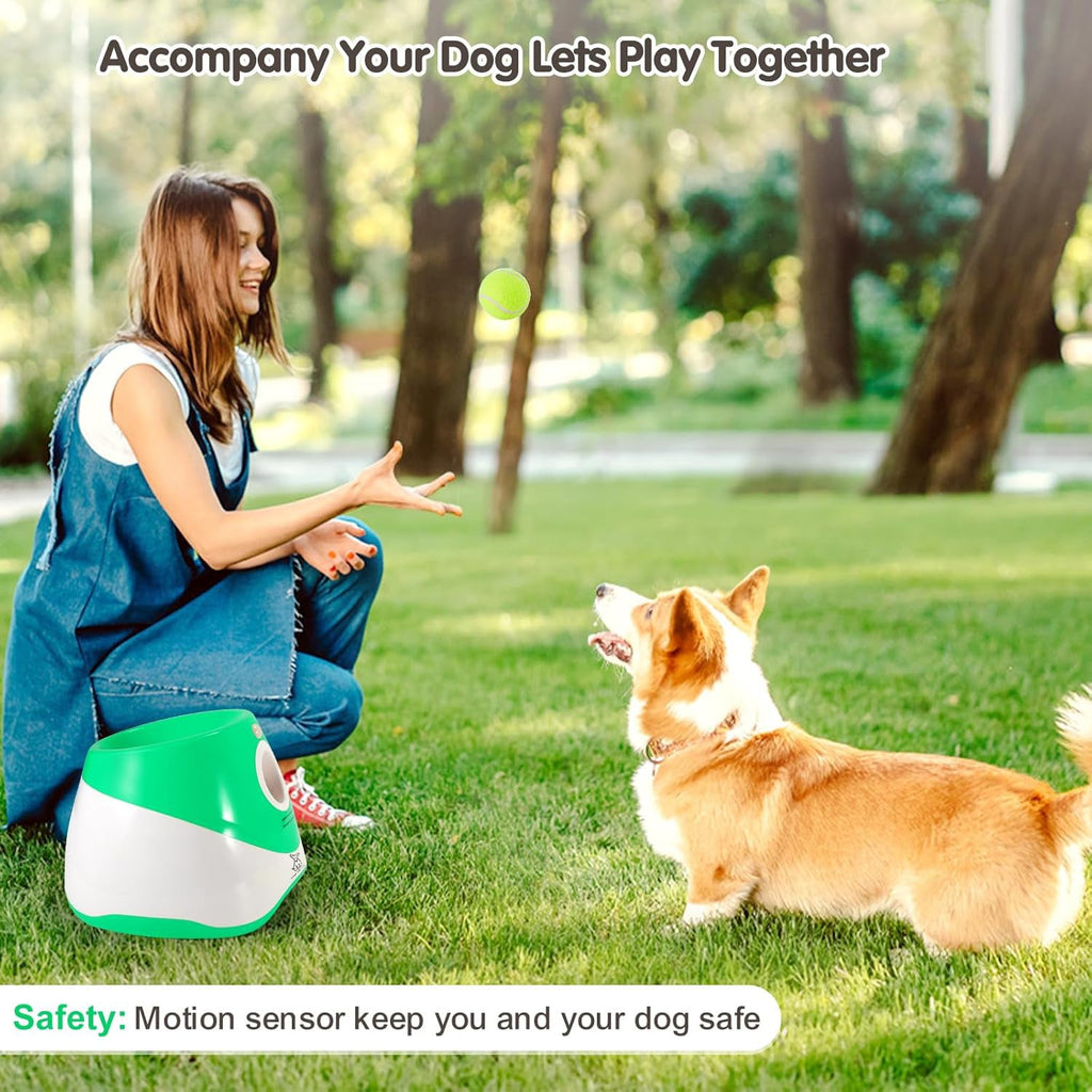 Automatic Dog Ball Launcher – Interactive Pet Ball Thrower with 12 Balls & Adjustable Range (10–30FT)