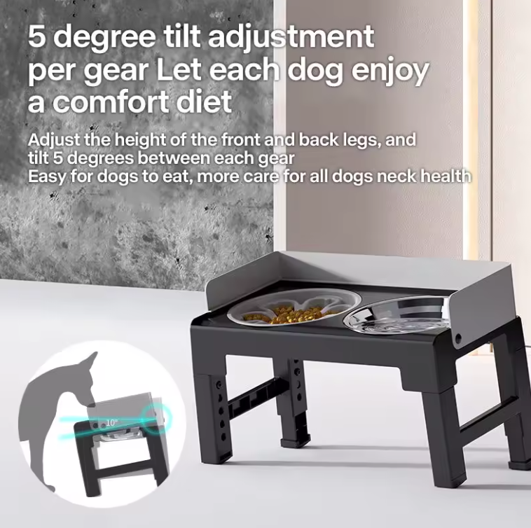 ElevEase Adjustable Raised Dog Bowl Set
