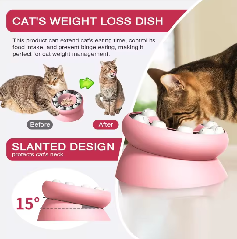 Elevated Rotating Cat Puzzle Feeder