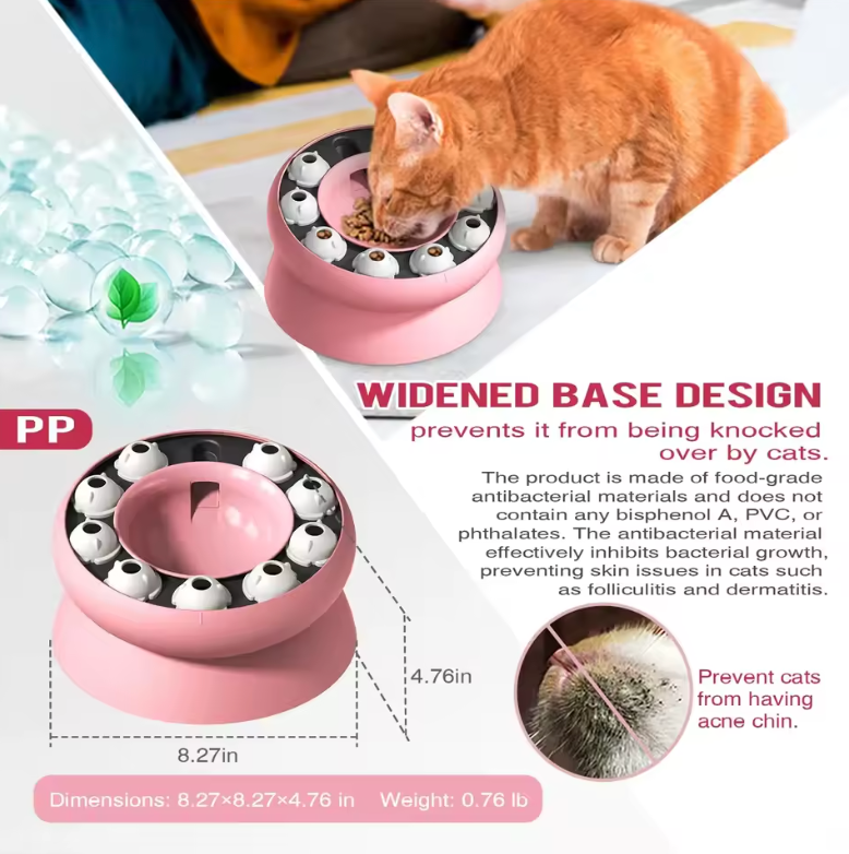 Elevated Rotating Cat Puzzle Feeder