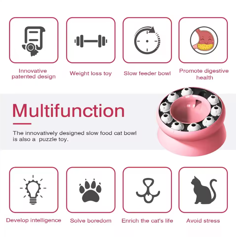 Elevated Rotating Cat Puzzle Feeder