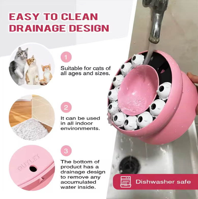 Elevated Rotating Cat Puzzle Feeder