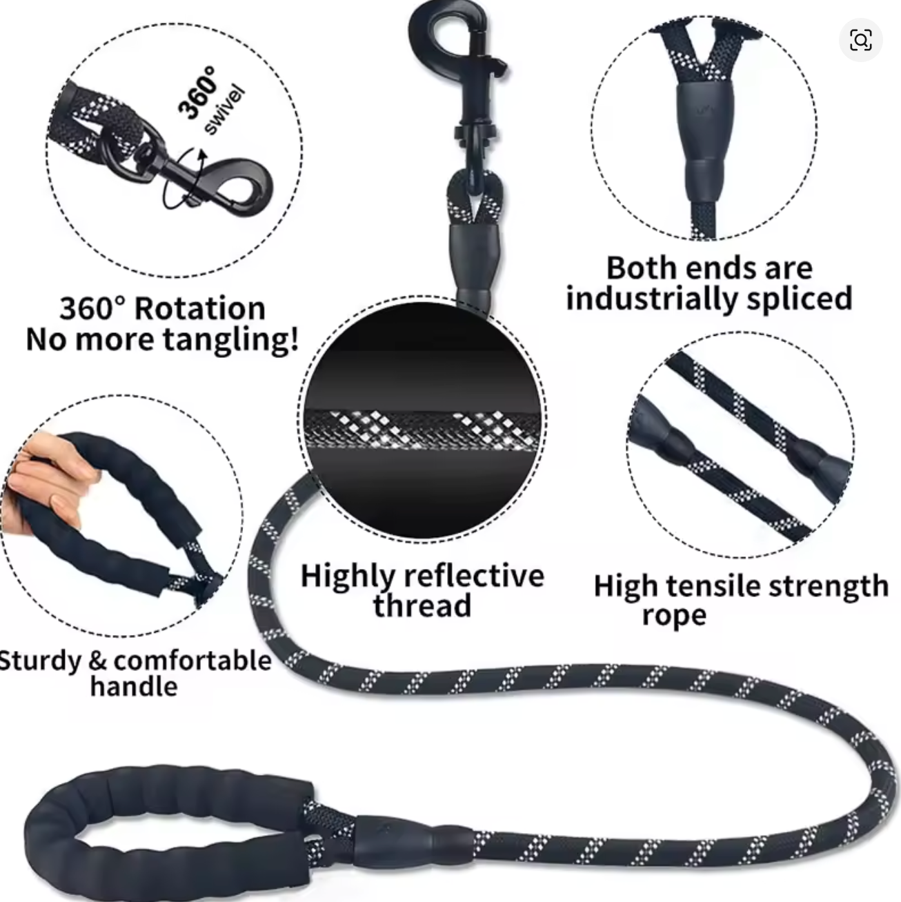 Long-Reach Reflective Round Climbing Leash
