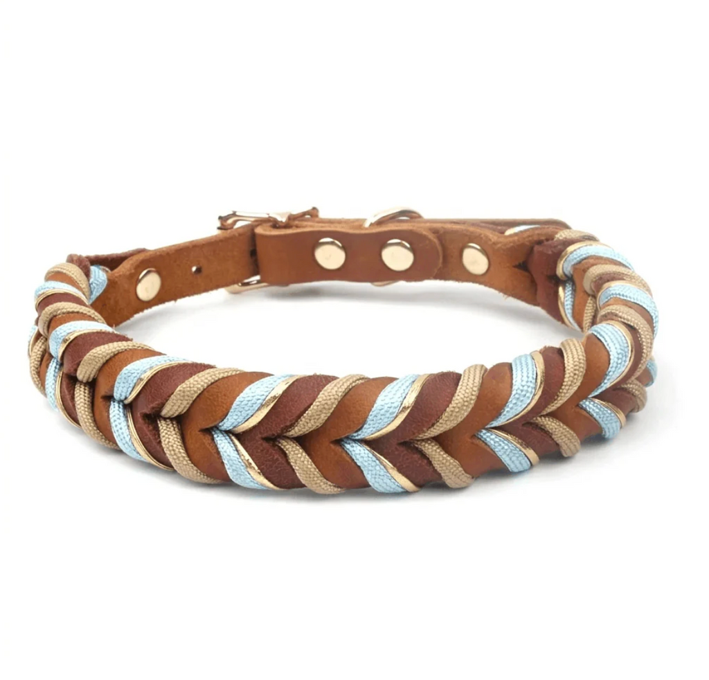 Handwoven Leather Dog Collar