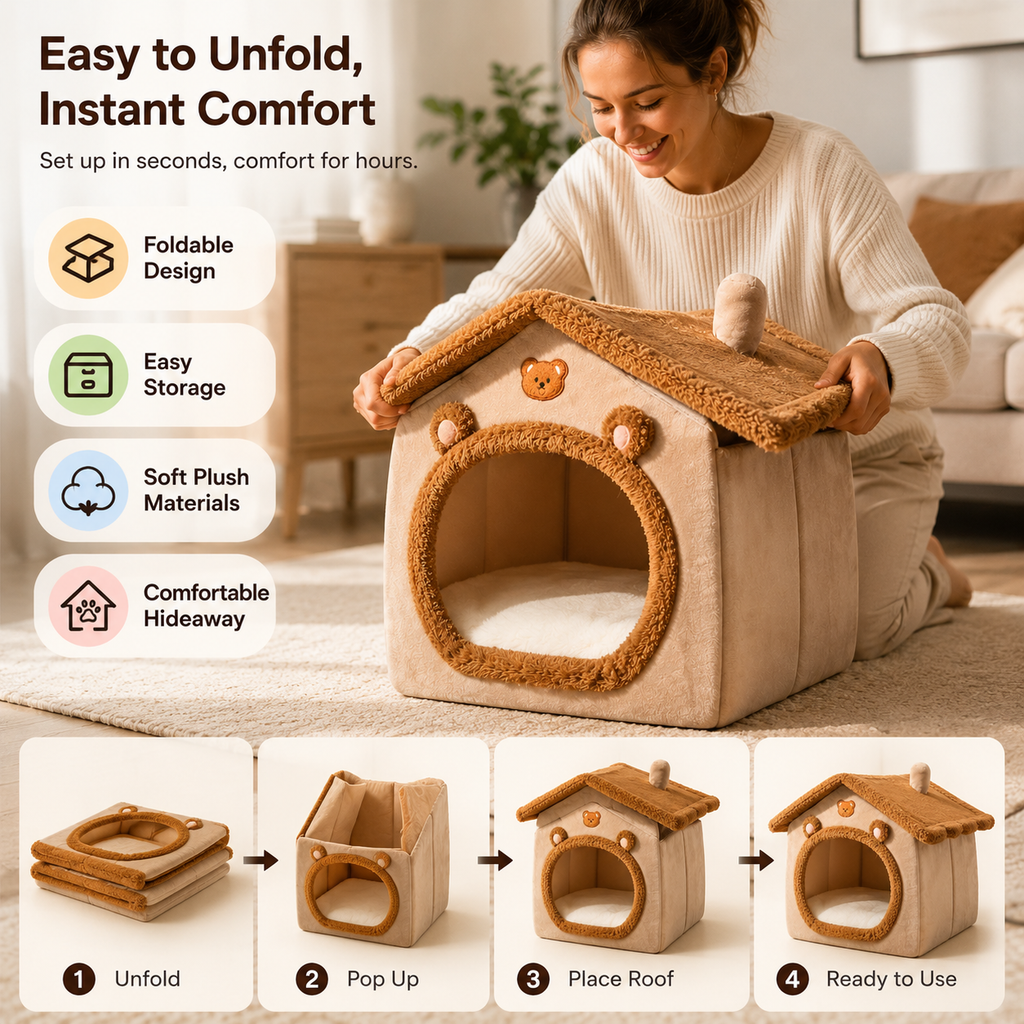 CozyNest Foldable Pet House