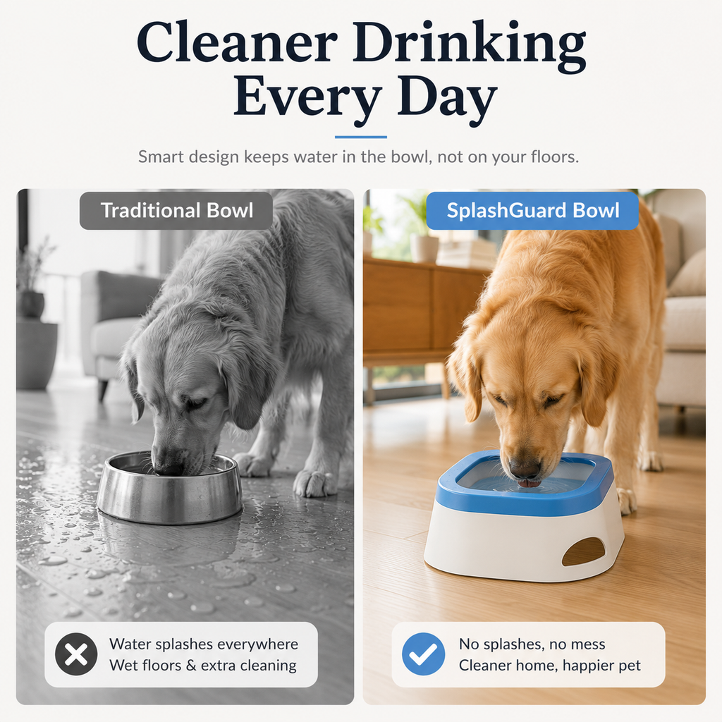 SplashGuard Large Capacity Pet Water Bowl