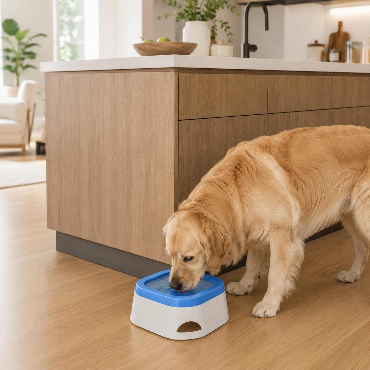 SplashGuard Large Capacity Pet Water Bowl