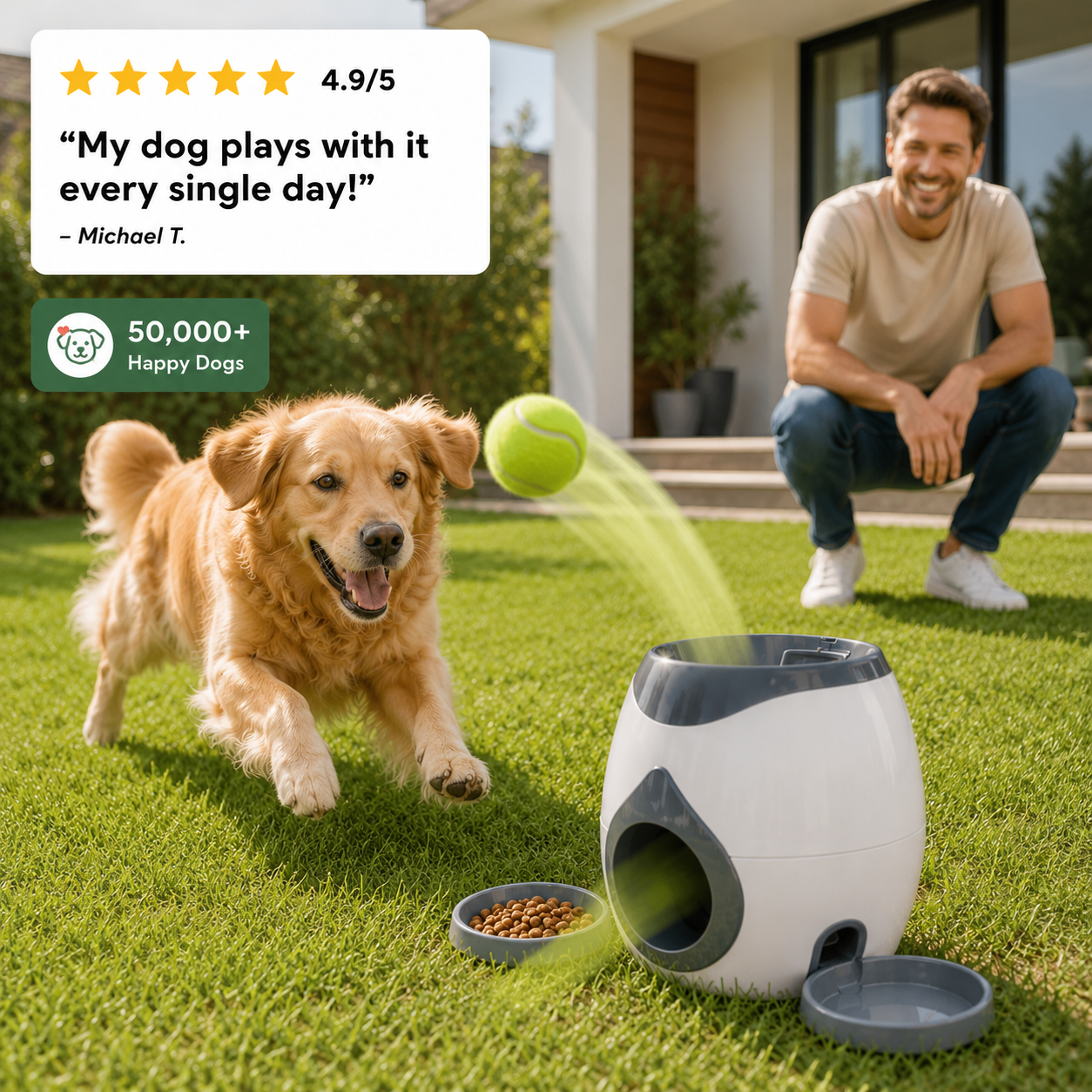 PetJoy Auto Tennis Launcher & Treat Feeder
