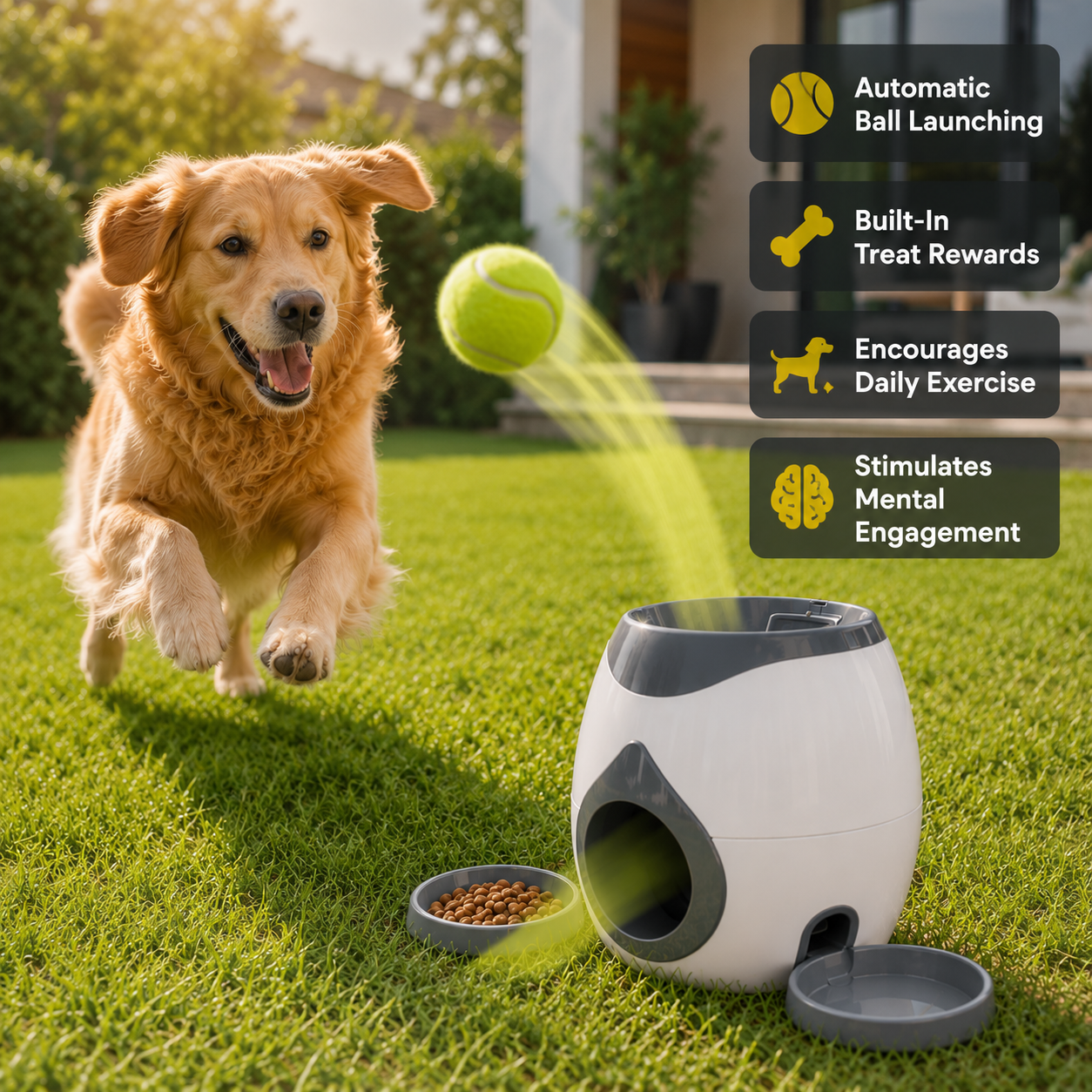 PetJoy Auto Tennis Launcher & Treat Feeder