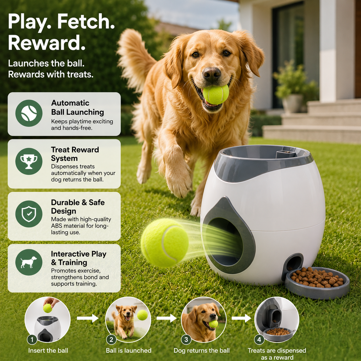 PetJoy Auto Tennis Launcher & Treat Feeder