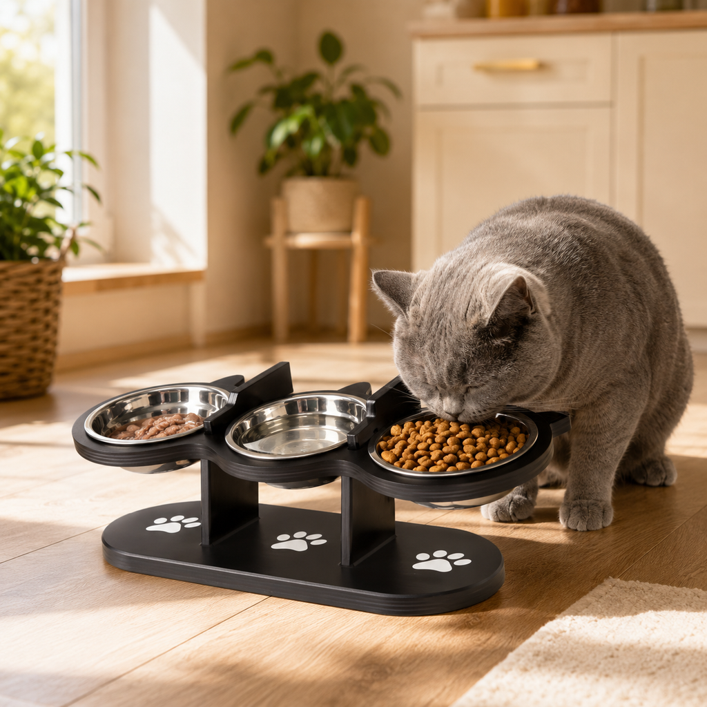 Adjustable 15° Tilted Pet Bowl