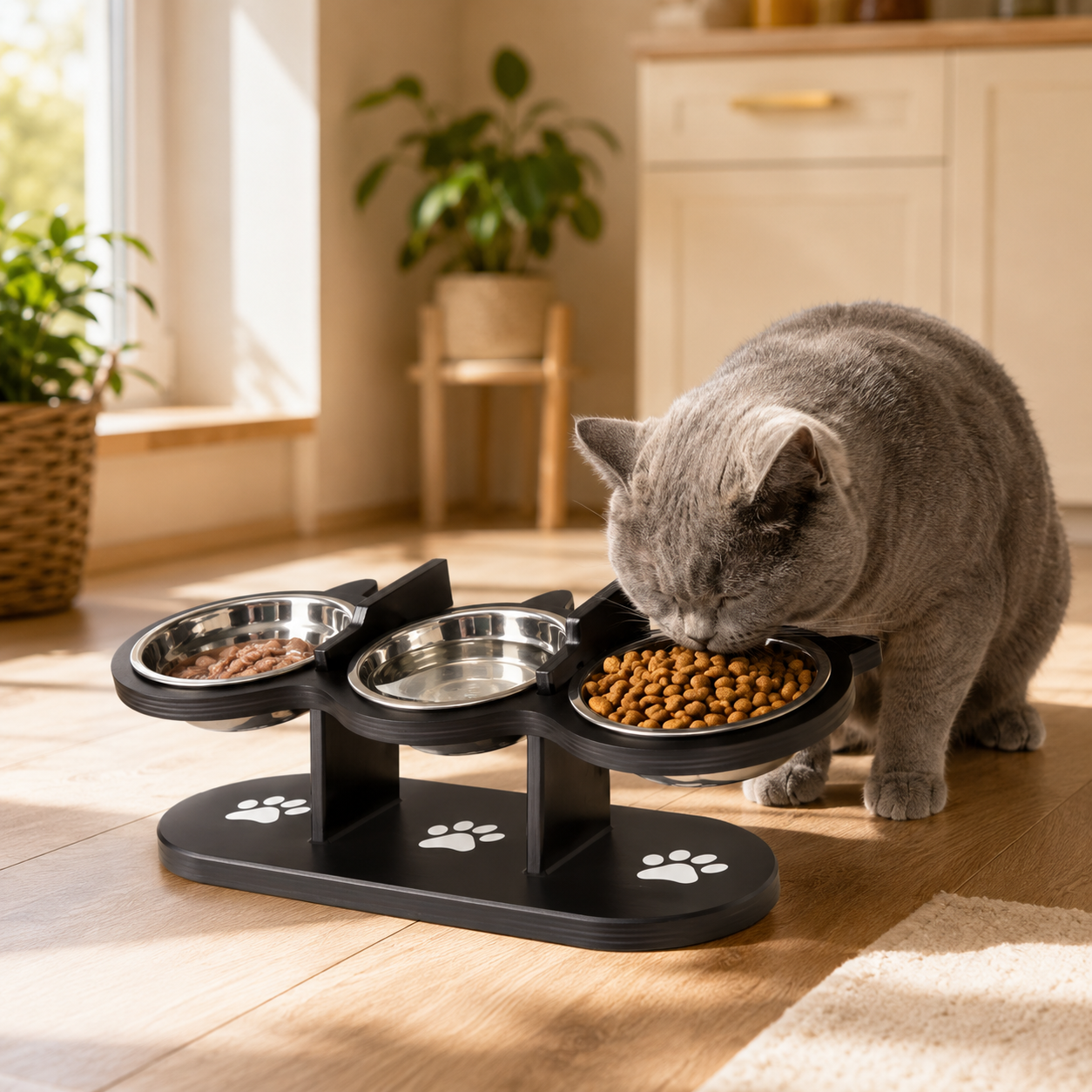 Adjustable 15° Tilted Pet Bowl