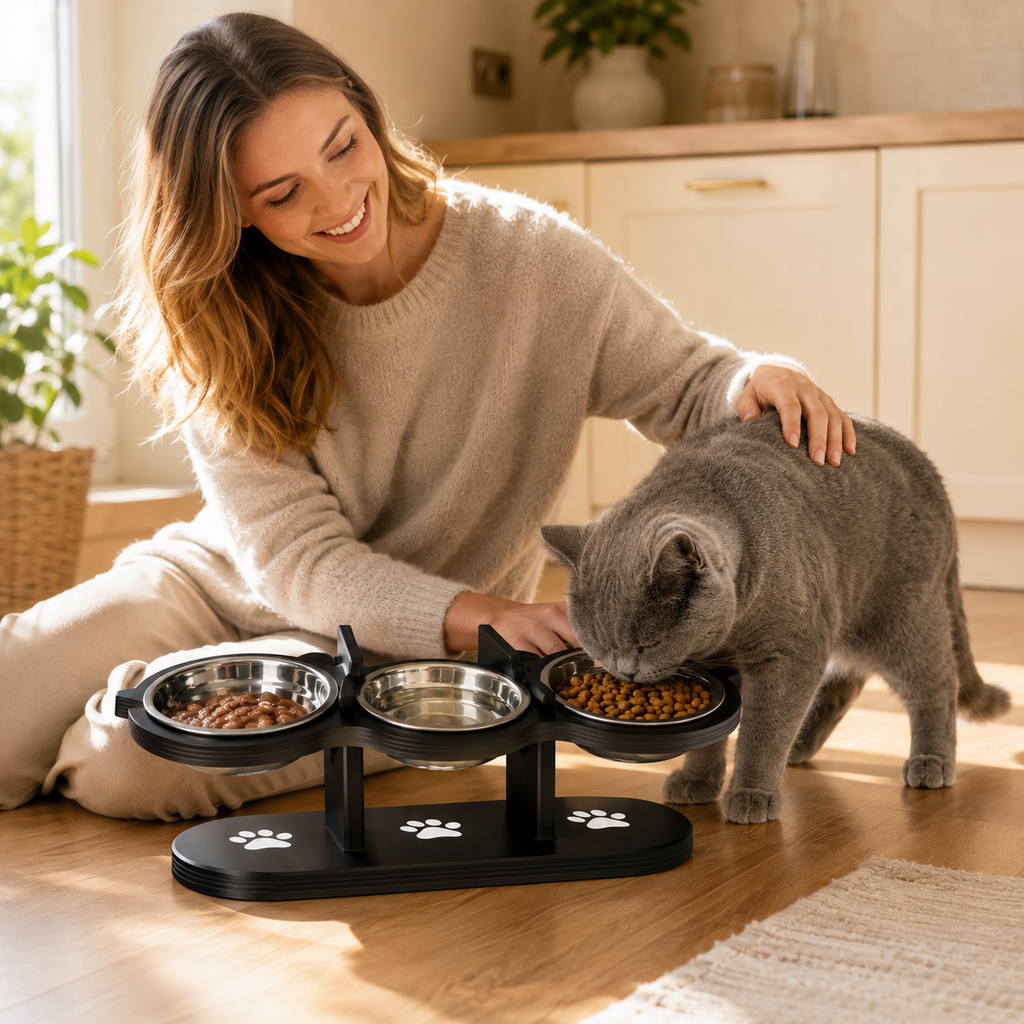 Adjustable 15° Tilted Pet Bowl