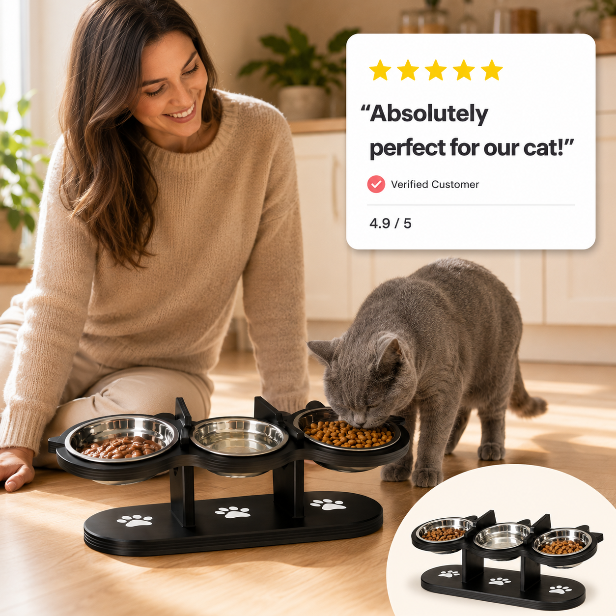 Adjustable 15° Tilted Pet Bowl