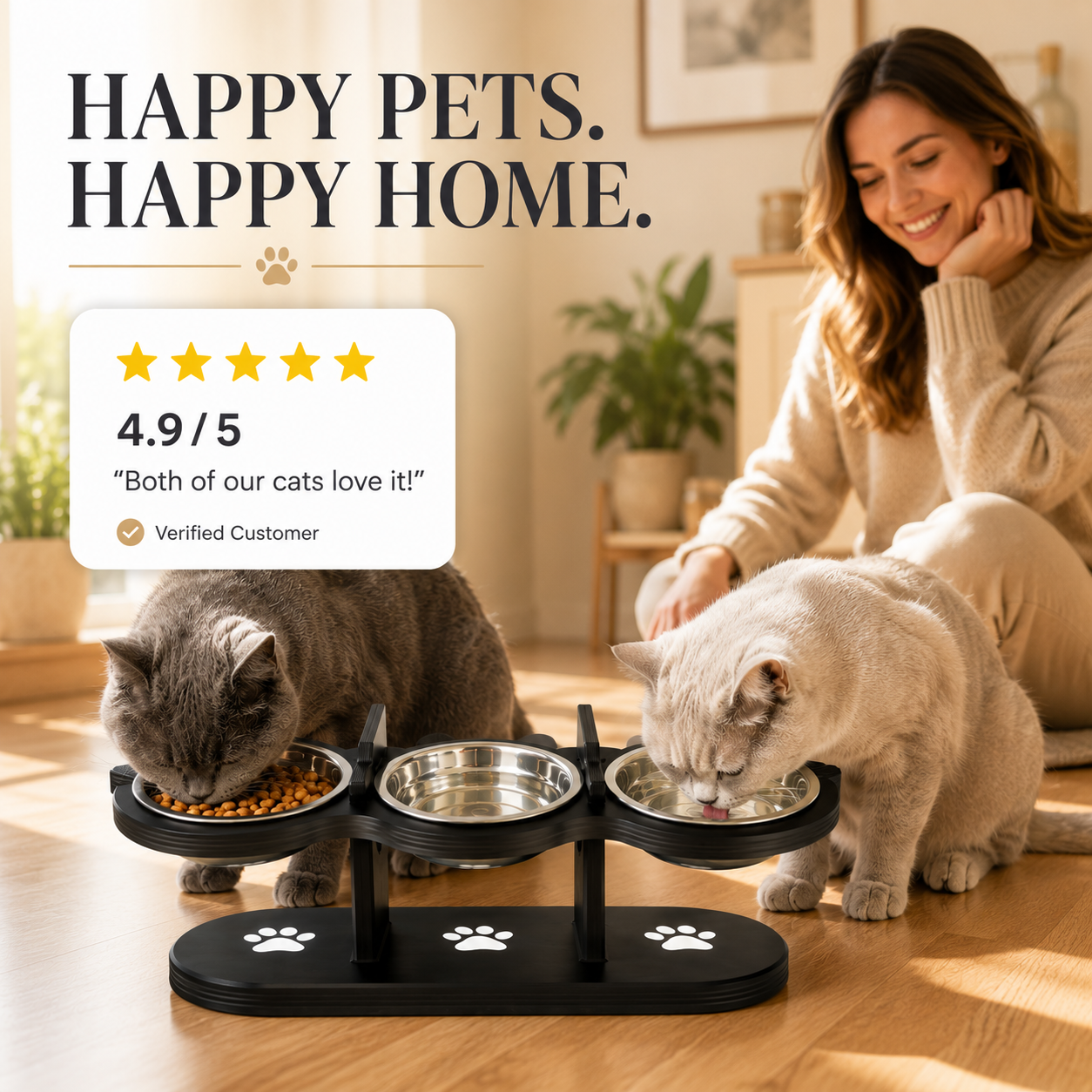 Adjustable 15° Tilted Pet Bowl