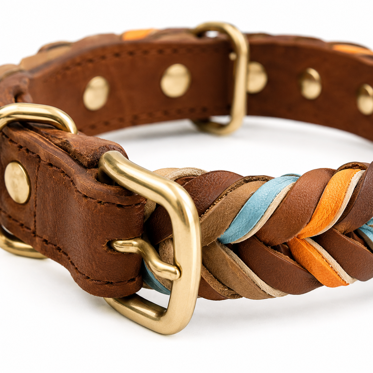 Handwoven Leather Dog Collar