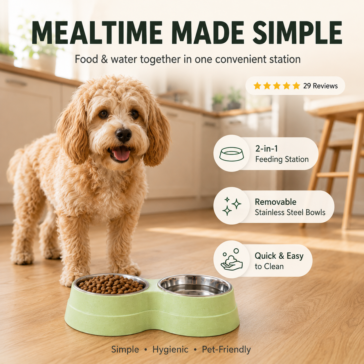 TwinFeast Stainless Steel Double Pet Bowl