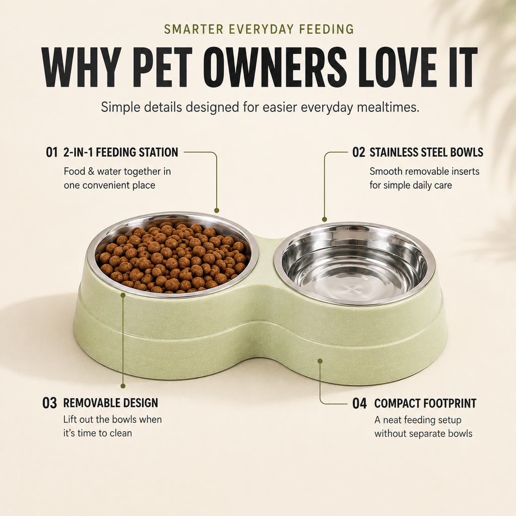 TwinFeast Stainless Steel Double Pet Bowl