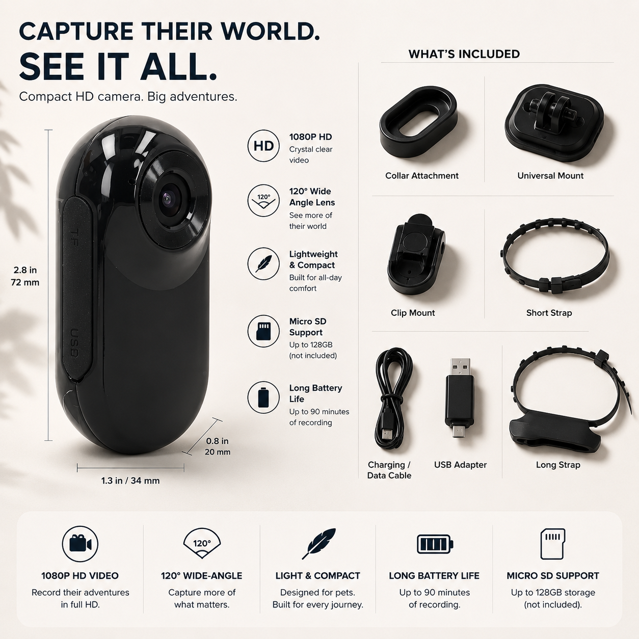 PawView HD Pet Collar Action Camera