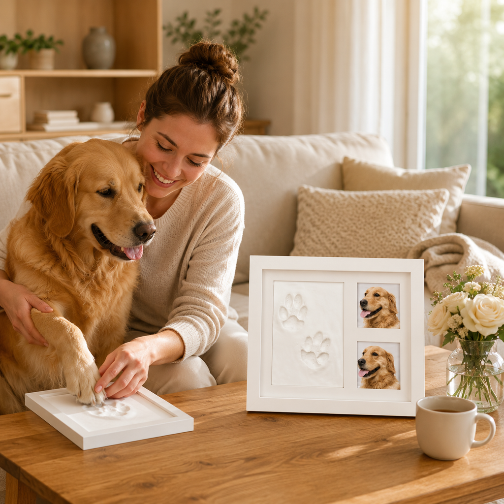 Pet Paw Print Keepsake Kit with Photo Frame