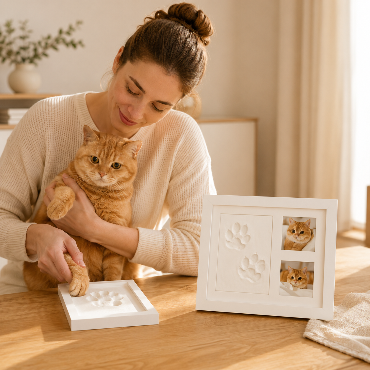 Pet Paw Print Keepsake Kit with Photo Frame