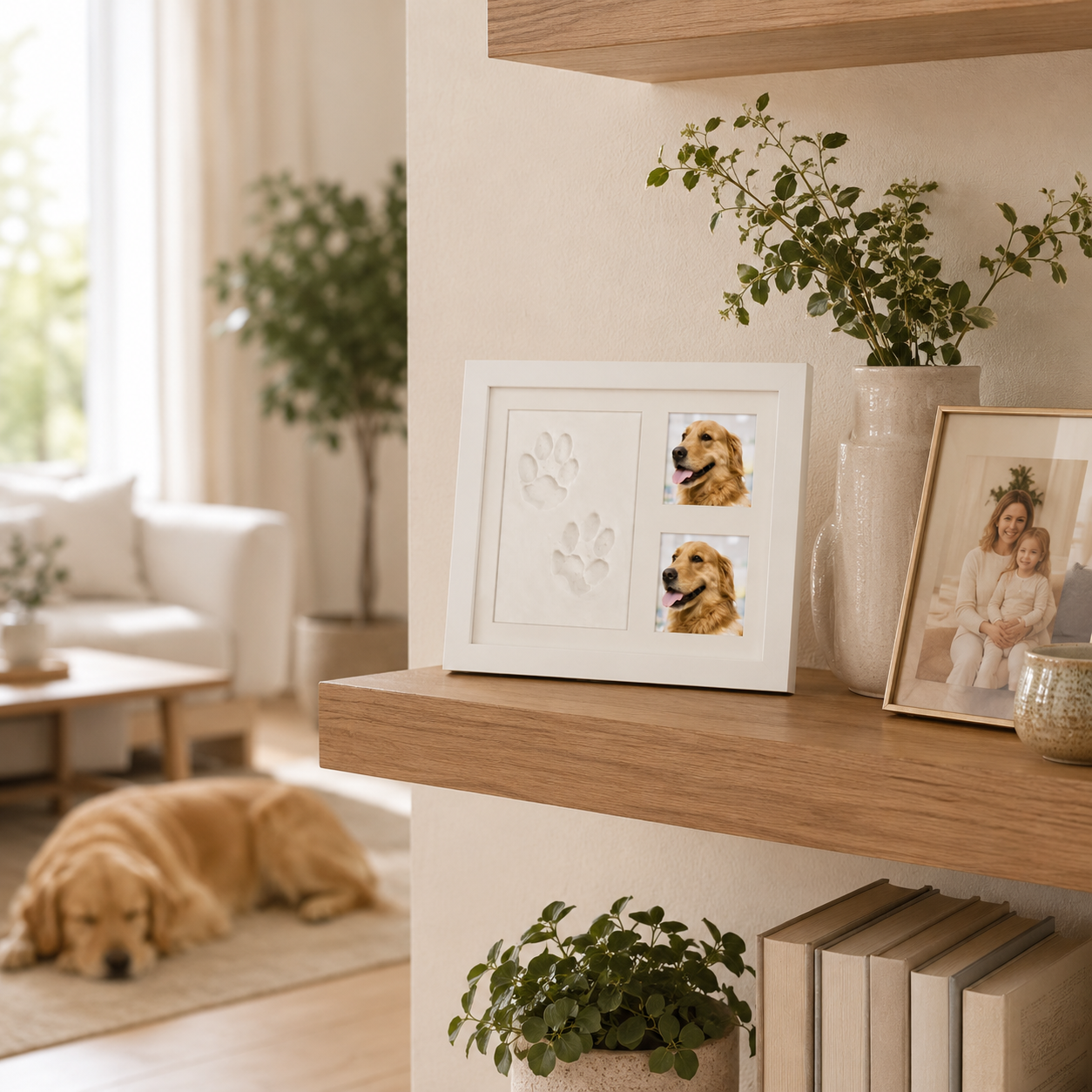 Pet Paw Print Keepsake Kit with Photo Frame