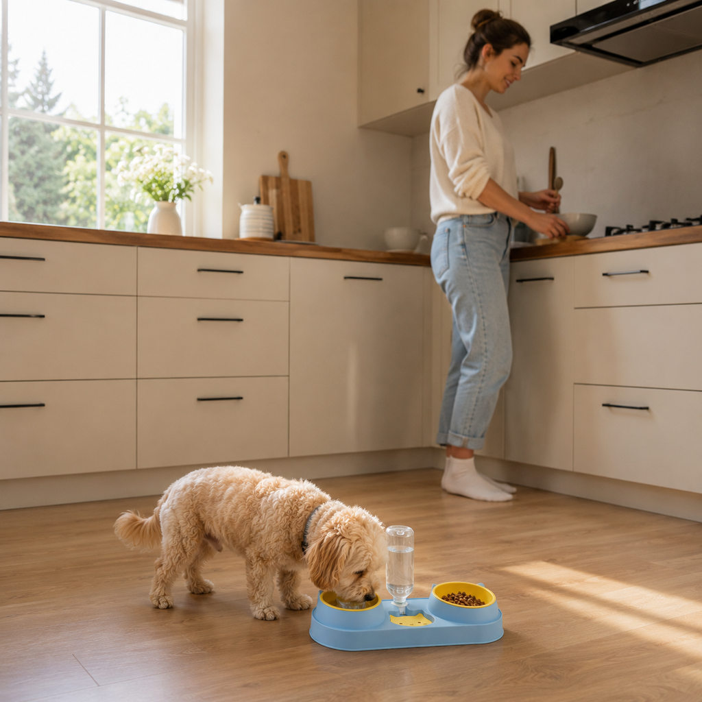 Automatic Pet Feeding & Water Bowl Set