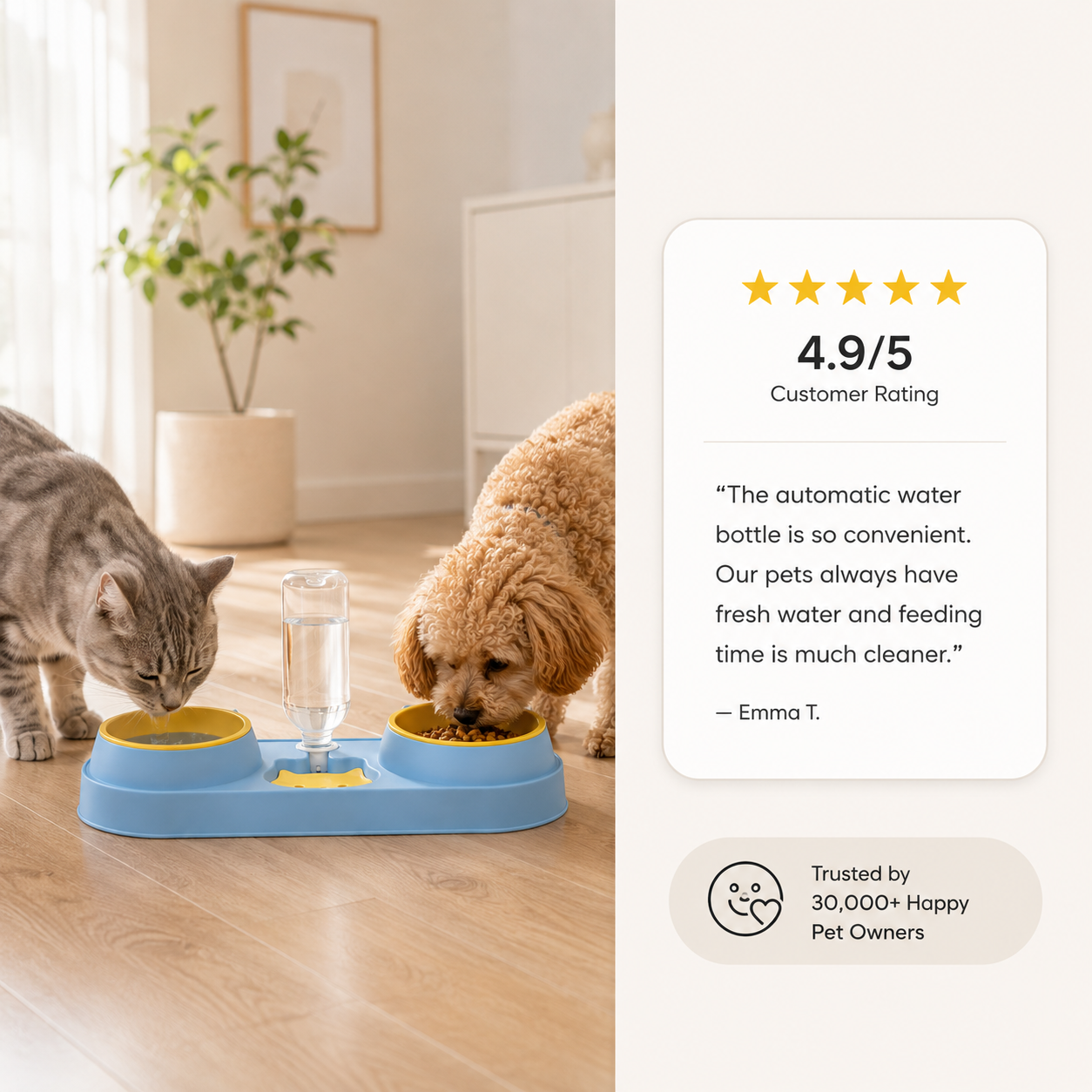 Automatic Pet Feeding & Water Bowl Set