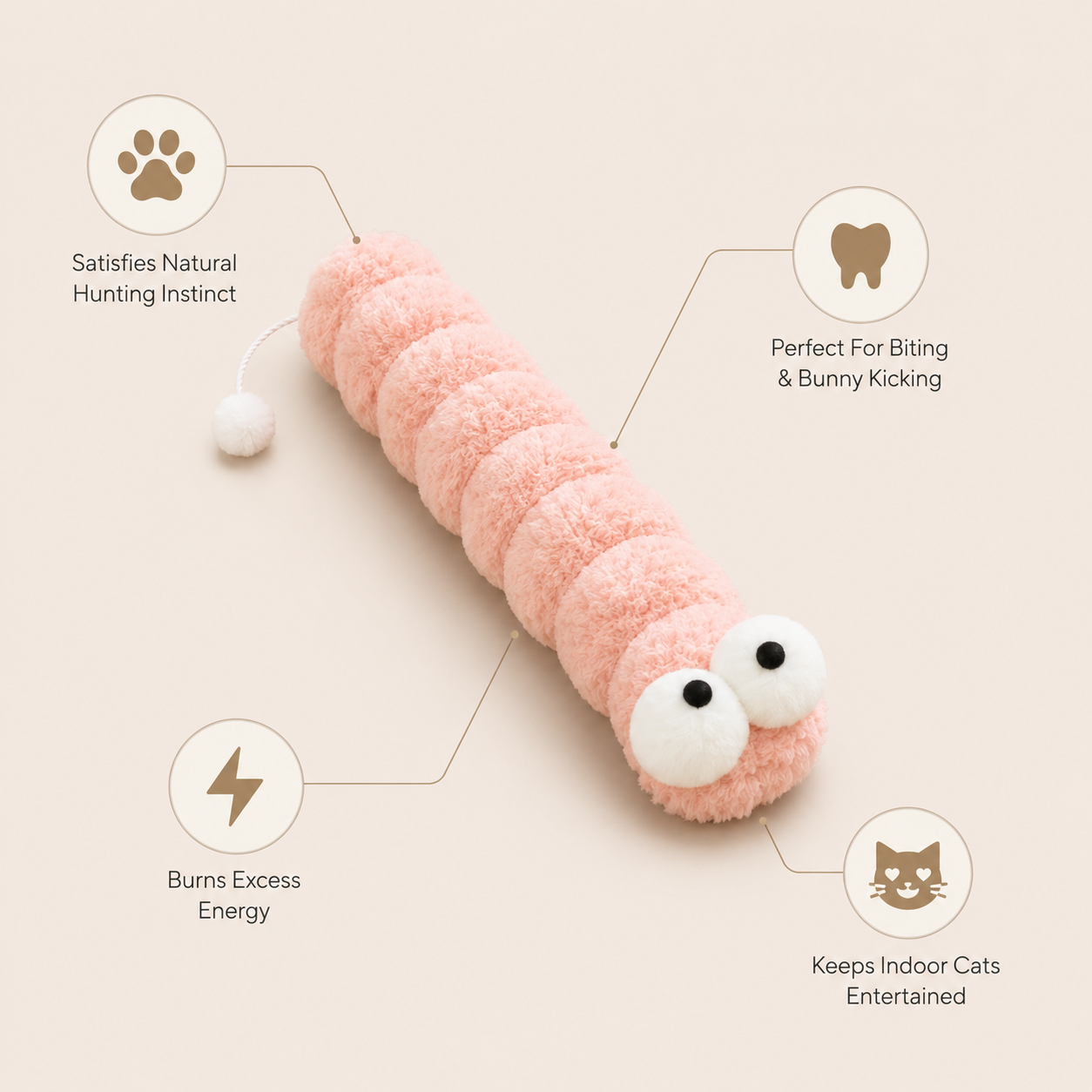 Plush Caterpillar Cat Toy