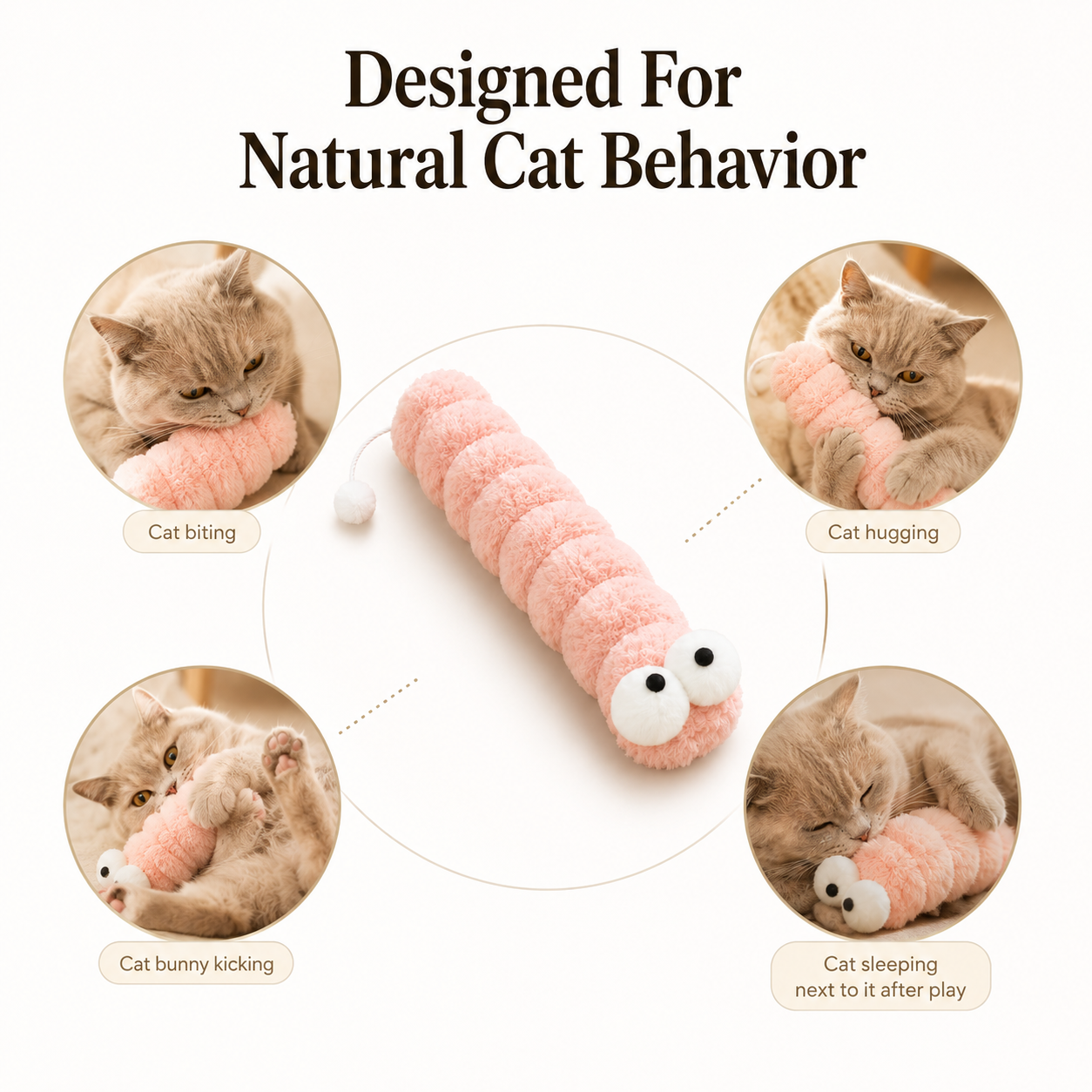 Plush Caterpillar Cat Toy