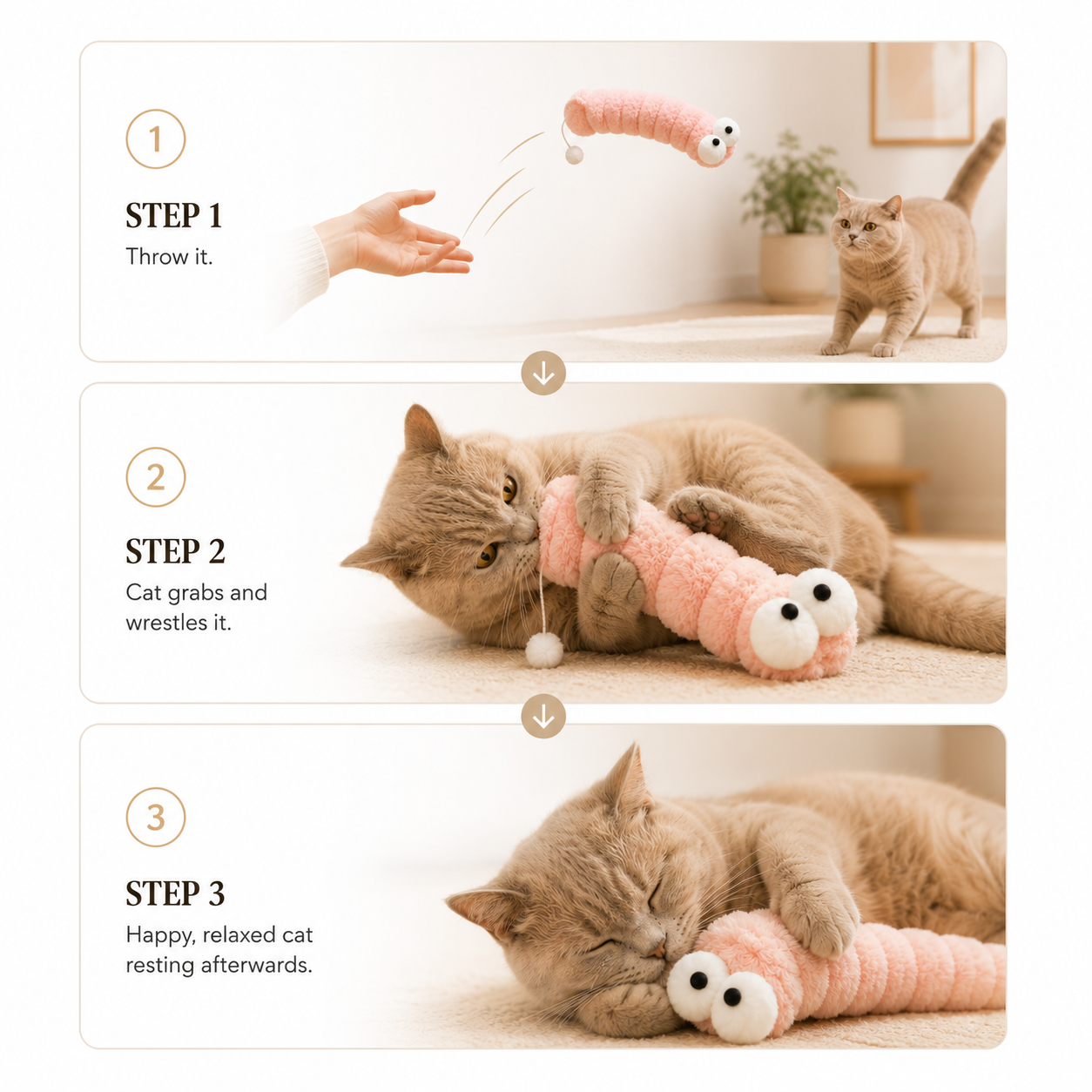 Plush Caterpillar Cat Toy