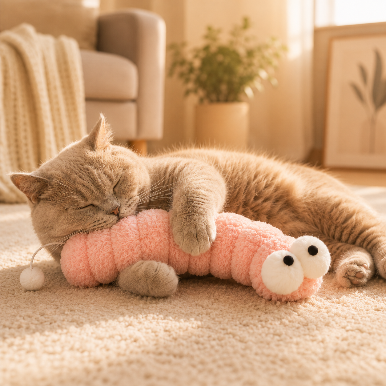Plush Caterpillar Cat Toy