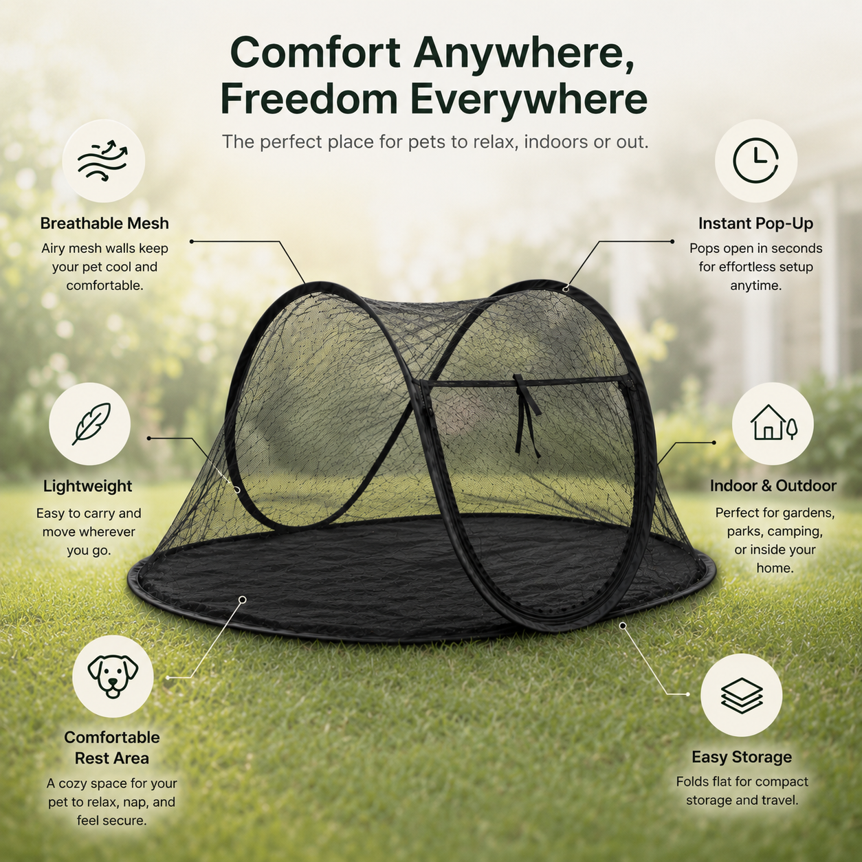Foldable Mesh Pet Tent