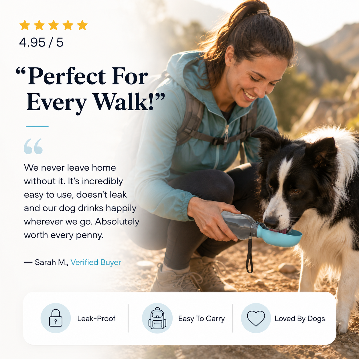 Portable Dog Water Bottle & Travel Bowl