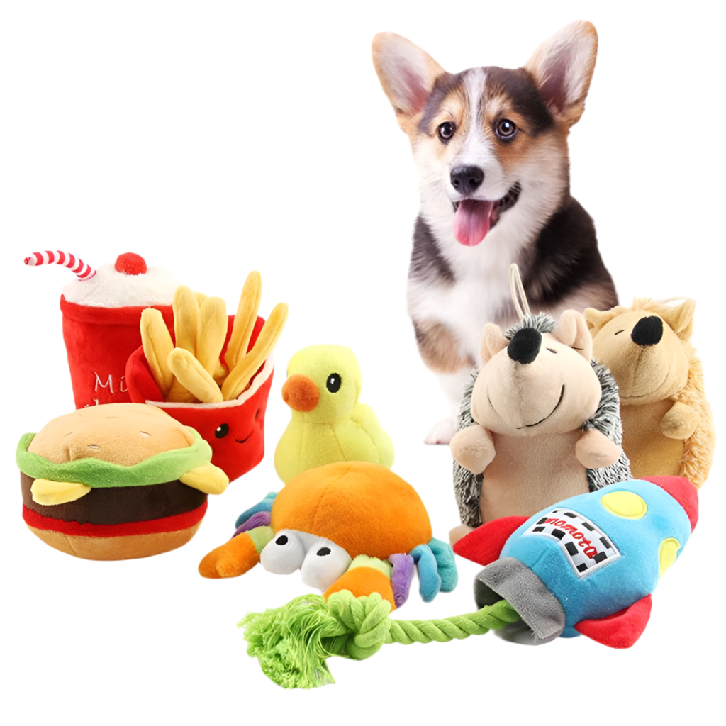 PlushPaws Rabbit & Hedgehog Squeaky Dog Toy