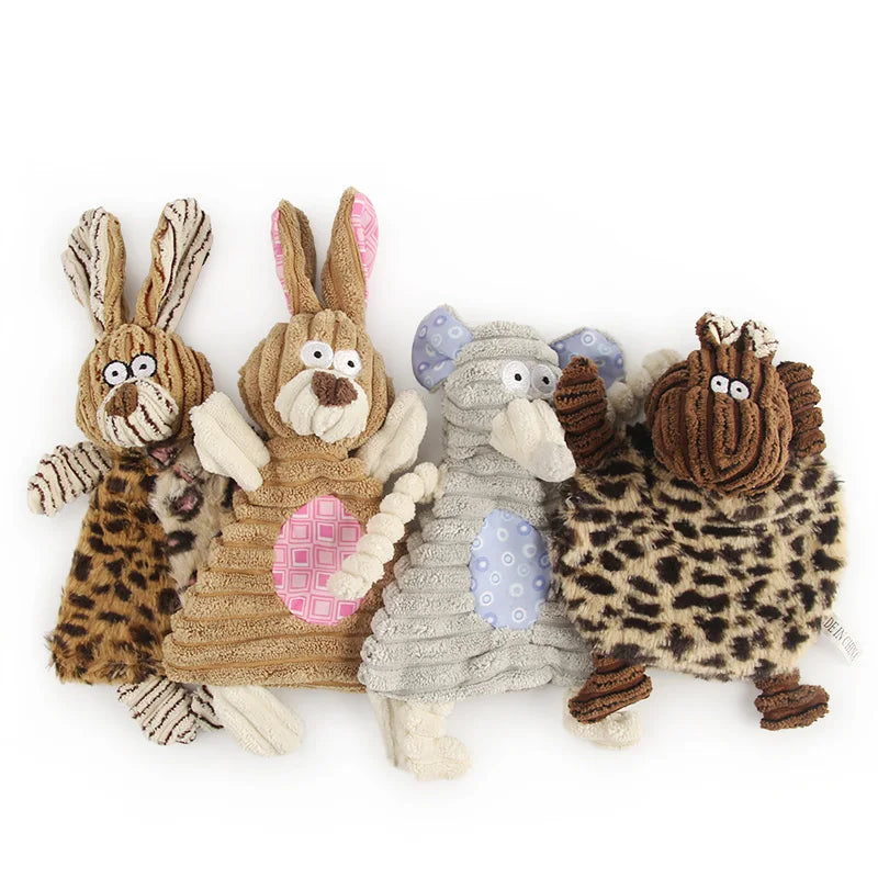 PlushPaws Rabbit & Hedgehog Squeaky Dog Toy