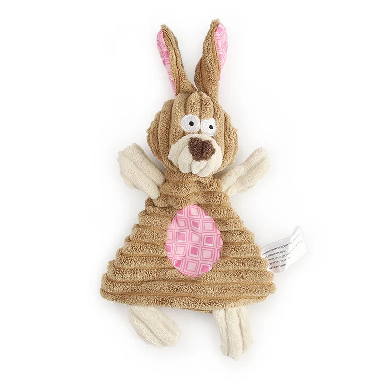 PlushPaws Rabbit & Hedgehog Squeaky Dog Toy