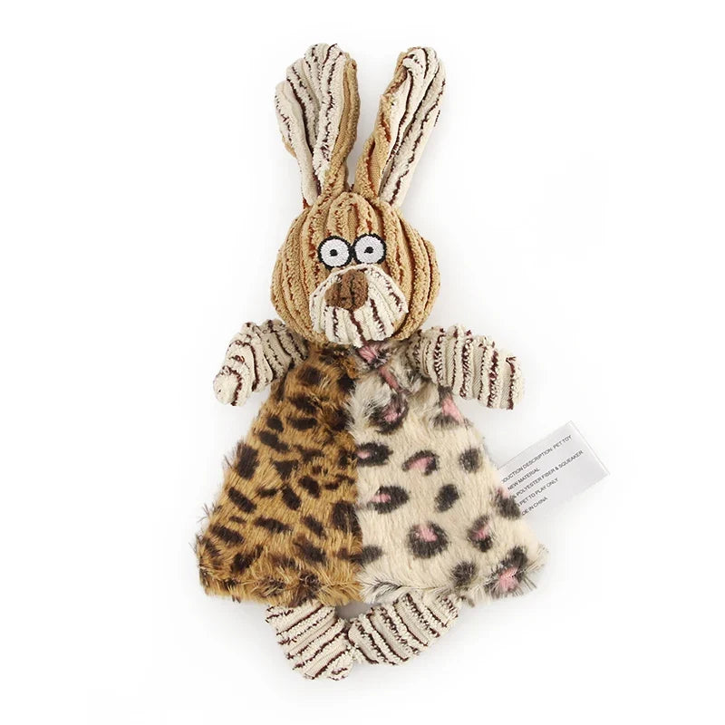 PlushPaws Rabbit & Hedgehog Squeaky Dog Toy