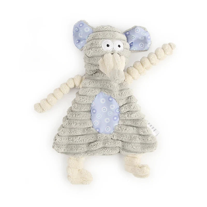 PlushPaws Rabbit & Hedgehog Squeaky Dog Toy