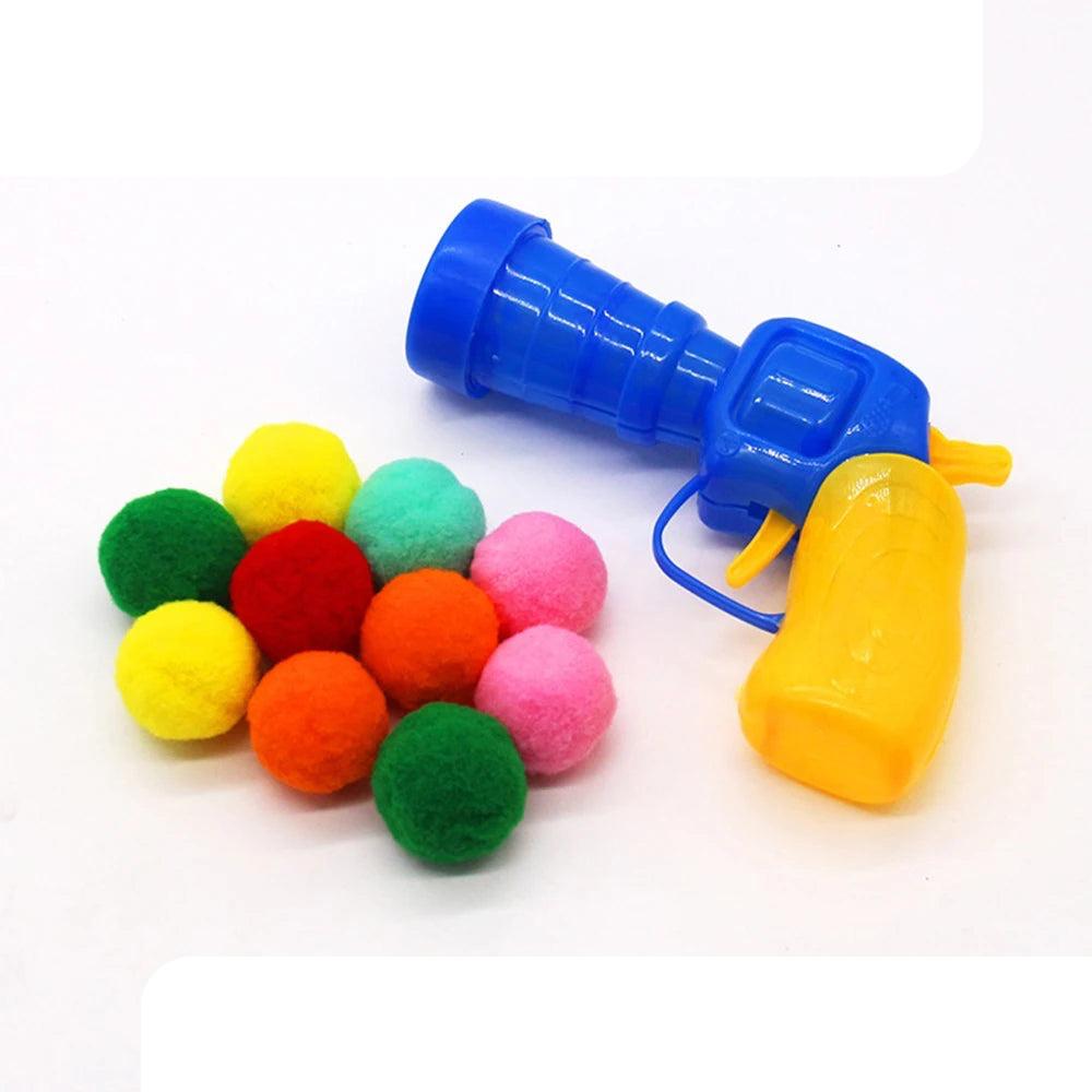 Pom-Pop Plush Ball Launcher Toy