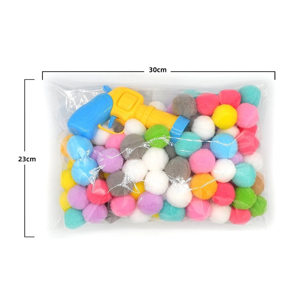 Pom-Pop Plush Ball Launcher Toy